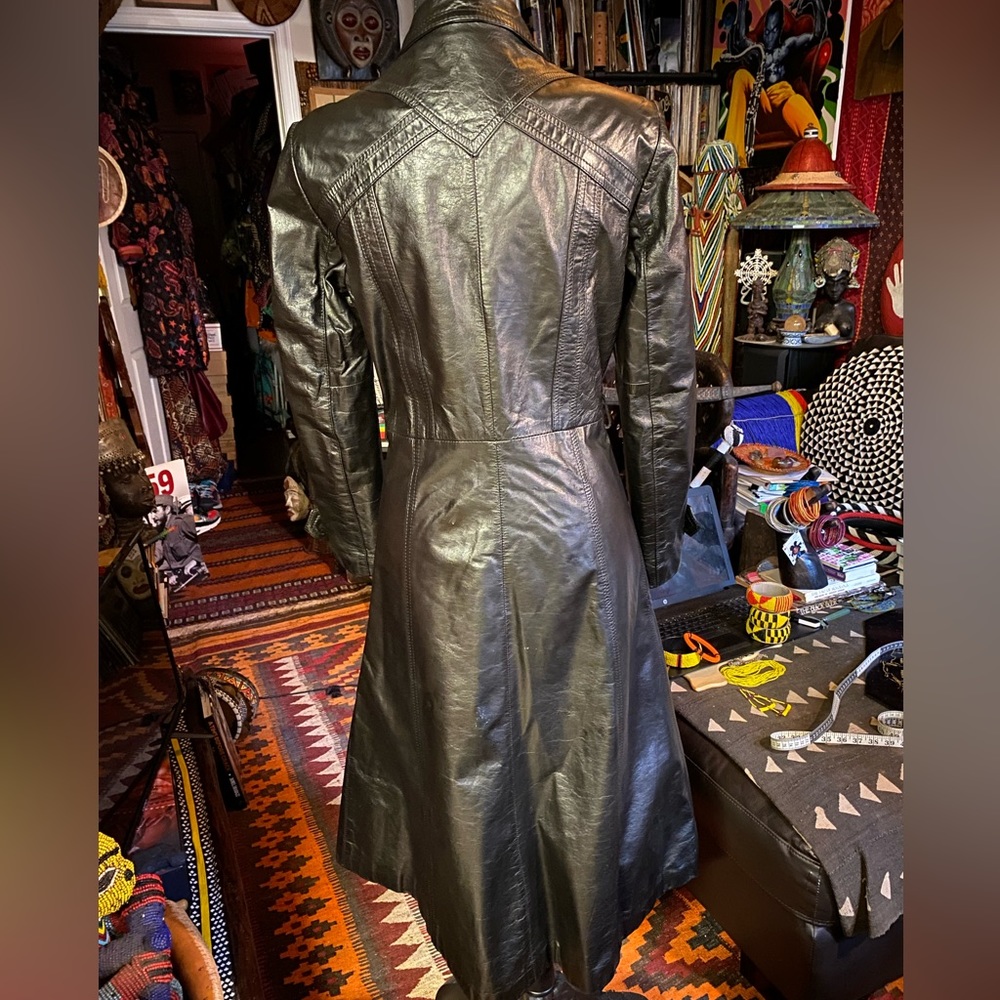 VTG WILSON’s Black Leather Long Jacket, size 8 - Picture 5 of 10